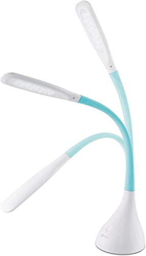 Ottlite Led Desk Lamp With Adjustable Neck, Creative Curves (White/Turquoise) - 2.1A Usb Charging Port, 4 Dimmable Brightness Settings, Energy-Efficient Natural Daylight Leds For Home & Office #TOP2