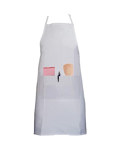 IBEX Unisex Bib Apron with Pocket, Professional Kitchen Apron for Chefs Waiters, Cooks, Bar Staff, Catering, White