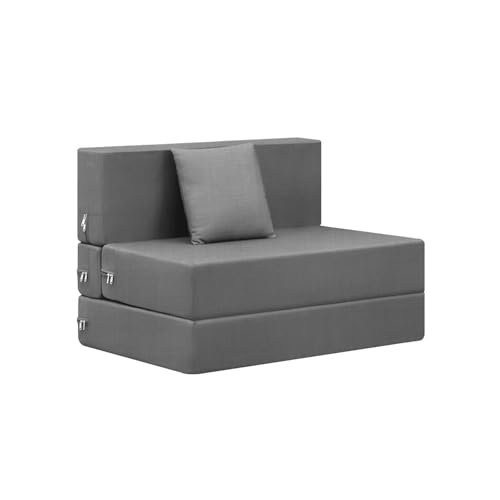 Image of Rosebell One Seater Foldable Sofa Cum Bed (3x6 Feet) Jute Fabric, Washable Removable Cover, | Space Saving Convertible Sofa Bed for Home, Office & Guests - Grey
