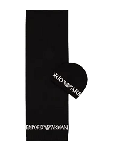 Emporio Armani set cappello sciarpa uomo nero