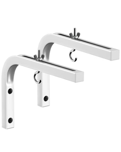 WASJOYE Universal Projector Screen Ceiling Mount, 2 Pcs Wall Hanging Mount L-Brackets, 16.5cm Adjustable Extension with Hook Home Projector and Movie Screens Hold up to 20KG, White