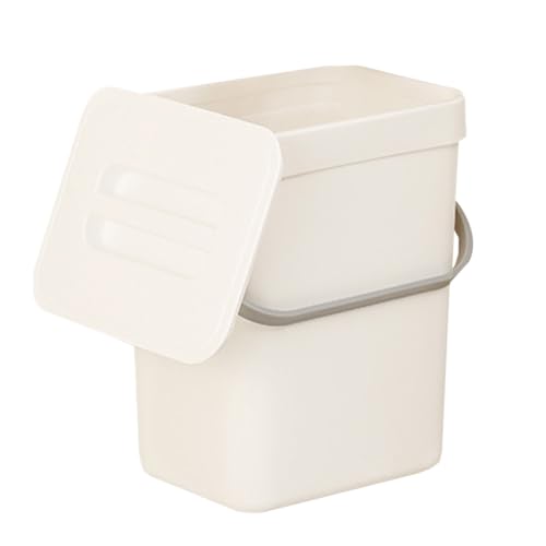 Papelera de pared con tapa y gancho colgante blanca