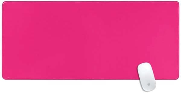 Skinit Extra Large Gaming Mouse Pad - HOT Pink Solid Design with Stitched Edges, Waterproof, Non-Slip Rubber Base, Desk Mat for Keyboard & Mouse, 35.75" x 15.4" inches