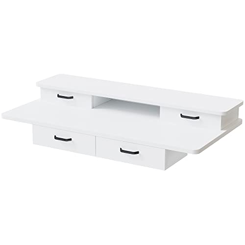 FEZIBO Stabiles Tablett 120x60 cm mit 4 Holzschubladen - Rechteckiges DIY-Brett für Höhenverstellbaren Schreibtisch Elektrisch Cover
