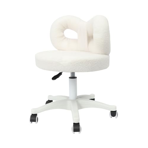 Chaise de coiffeuse à roulettes blanche petit fauteuil de bureau réglable