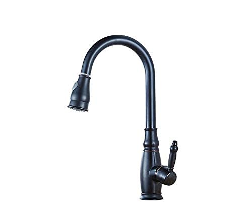 Robinet de cuisine extractible rotatif en cuivre avec mélangeur eau chaude
