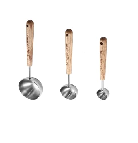 ステンレス製スケール計量スプーン木製ハンドルコーヒー豆ミルクパウダー調味料グラム量スプーン(A)
