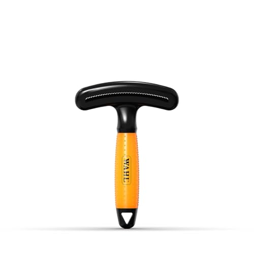 Wahl Double Row Rake - Brosse pour Chiens et Chats, Brosse 2 en 1, Outils de toilettage, élimine Les Poils Morts, ne s'accroche Pas, Manche en Gel, Orange