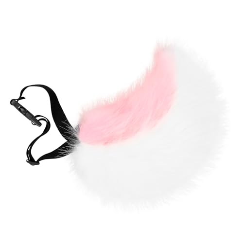 HAOAN Faux Fur Furry Animal Bunny Tail Plush for Halloween Easter Party Cosplay Costume Accessories Pinkwhite