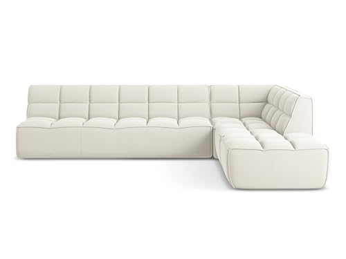 Kalai 5-Sitzer Ecksofa L-Form in Beige - Beidseitig montierbares modulares Sofa mit Ottomane aus Samt, Japandi & Skandi Stil, Oeko-Tex Zertifiziert 308x258x75 cm, bis 450 kg belastbar – Bild 3