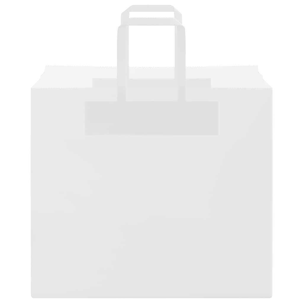 QUAHEAS Bolsas de papel blanco con asas de cuerda de papel, 32 x 22 x 28 cm, 250 unidades, papel de estraza para regalo, fiesta, regalo, embalaje, cumpleaños, boda, Navidad, Pascua