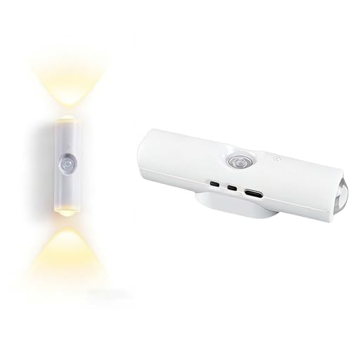 Genérico Luz Ambiental LED Inteligente Recargable con Sensor de Movimiento, Luces LED magnéticas Recargables con Sensor Inteligente, luz de Escalera Recargable de 7 Colores para(White,RGB 7-Color)