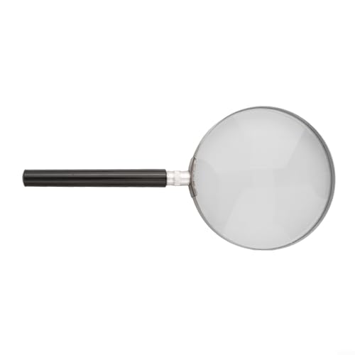 5X Magnifying Glass with Metal Handle 75mm 90mm 100mm Optical Glass Lens Handheld Magnifier for Reading Inspection Stamps Hallmarks Home Office Travel Lightweight Design(100mm)