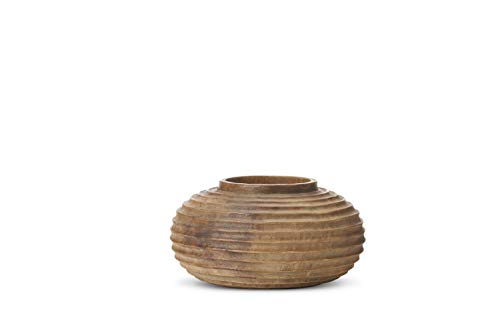 Cuenco con ranura tallada marrón de 11.5 pulgadas para decorar salones 2