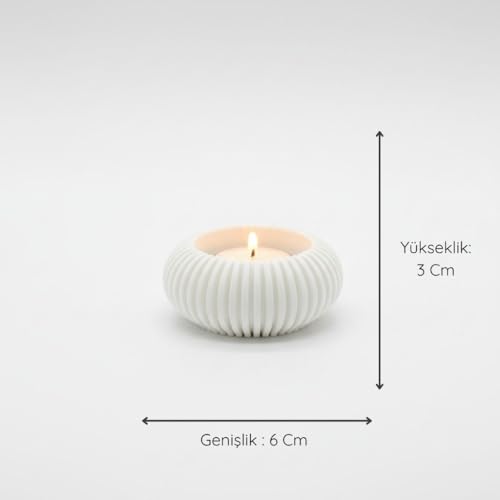 Night Serisi ikili Mumluk - Dekoratif Aydınlatma - Ev Dekorasyon - Tealight Mumluk (Beyaz)
