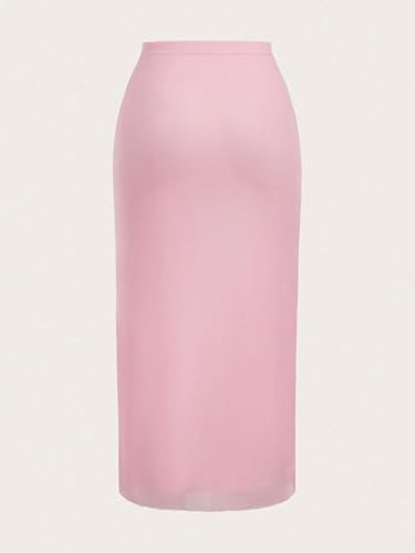 Women High Waist Solid Color Elastic Waist Maxi Casual Skirt Spring Summer Summer Skirt2