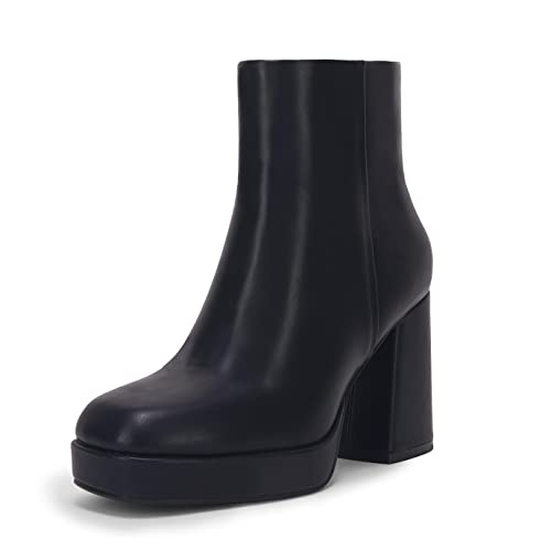 Rilista Platform Boots for Women Chunky High Heels Ankle Booties Square Toe Side Zipper Punk Boots