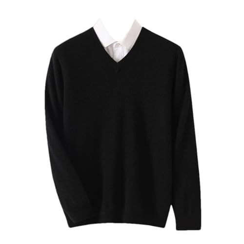 Men Cashmere Sweater Basic Long Sleeve Comfortable V-Neck Sweater Lightweight Knitting Pullover Tops
