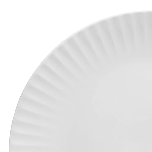 Image of Pfaltzgraff Fluted Grace 24 Piece Porcelain Plate and Bowl Dinnerware Set, Service for 8, Fluted Design, Durable for Everyday Use, White