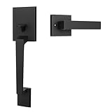 goldenwarm Black Front Door Handle, Entry Door Handle and Reversible Handle Lever, Modern Front Door Handle Only, Matte Black Front Door Entry Handleset