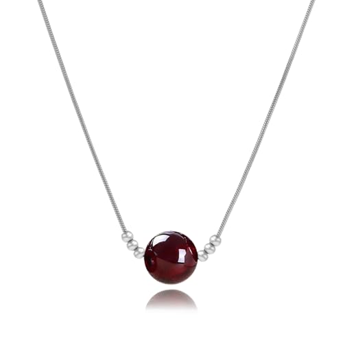 MORIANCE Garnet Necklace for Women 10mm...