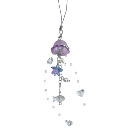Unique Jellyfish and Star Pearls Phone Keychain for Stylish Accessorizing