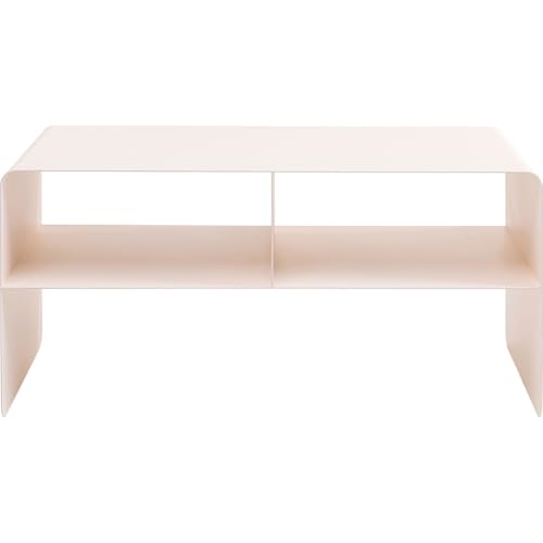 Kare Meuble TV Design Lounge M, crème, 90 x 37 x 44 cm, Meuble TV, Buffet, Design Minimaliste, 2 Compartiments, Acier, Industriel, Moderne, Salon