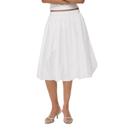 Women Y2k Bubble Maxi Skirt Casual Elastic Waist Flowy A Line Long Skirt Summer Ruffle Midi Skirt Dress Streetwear