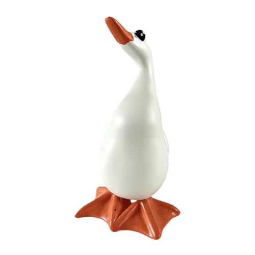 SZLIFE Statua D'Oca, Statuetta di Animale, Artigianato Decorativo, Regalo, Bianca, Accessori da Giardino Fai da Te, Ornamento paesaggistico per Prato,