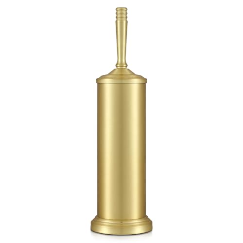 Gold Toilet Brush and Holder Set Stainless Steel Toilet Brush for Bathroom Heavy Duty Gold Toilet Bowl Brush and Holder Deep Cleaning Modern Toilet Cleaner Brush -Space Saving Covered Brush Durable
