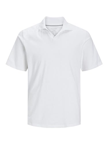 JACK & JONES Jjesummer Linen Polo SS Sn Camisa de Manga Larga, Blanco, XS para Hombre