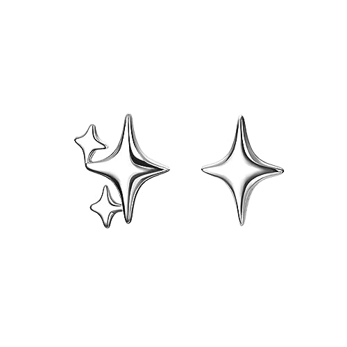 Pendientes de estrella de plata esterlina 925 antialérgicos de tipo botón