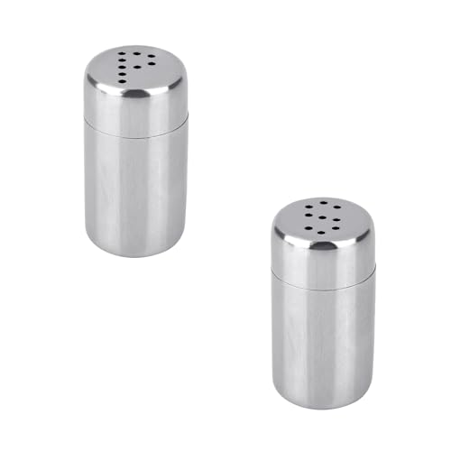 2 Pcs Mini Salt and Pepper Sets,410 Stainless Steel Salt Shaker Small,Portable Mini Spice Jars,Simple Travel Salt and Pepper Sets, S and P Shaped Hole,for Home Kitchen Camping Restaurant