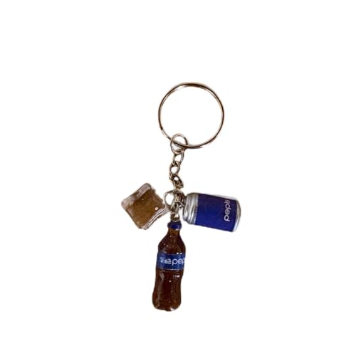 Blue Soda Keychain, Resin and Metal, Creative Design, ideal gift Idea