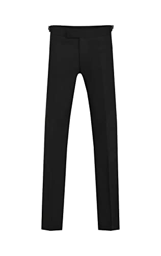 Image of Dobell Mens Black Tuxedo Trousers Slim Fit Satin Side Stripe-32S