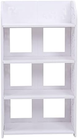 Carved Shoe Cabinet, 4 Tiers White Corner Shoe Cabinet Modern Multifunctional Hollow Carved Shoes Rack Wood Shoes Storage Rack Organising Shelf for Living Room Bedroom Hallway Entry Way,40 * 23 * 71cm