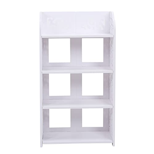 Rjrjc 40 x 23 x 71 cm, biały, 4-poziomowy stojak na buty, organizer do salonu, sypialni, biura, korytarza, wykonany z materiału WPC