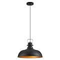 ALAISLYC Black Farmhouse Pendant Lights 16 Inch Matte Pendant Lighting for Kitchen Island Industrial Adjustable Height Vintage Dome Hanging Light Fixtures for Barn, Dining Room 1 Pack