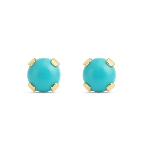Pendientes bebé niña mujer oro - 9K, oro amarillo, perla turquesa, 3mm, preparado con estuche regalo, cierre de rosca, fabricados en España. Modelo Blue de la marca Smalliful.