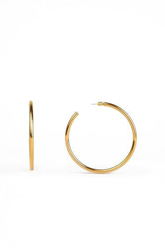 Bestow Large Gold Hoops Earrings for Women, 18K Hypoallergenic, Lightweight, Classic Big Hoops, Modern Large Hoop Earrings, Perfect for Everyday Wear and Special Occasions4