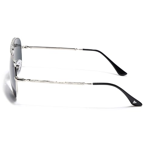Image of Voyage Aviator Polarized Sunglasses for Men & Women (Black Lens | Grey Frame - MG7619)