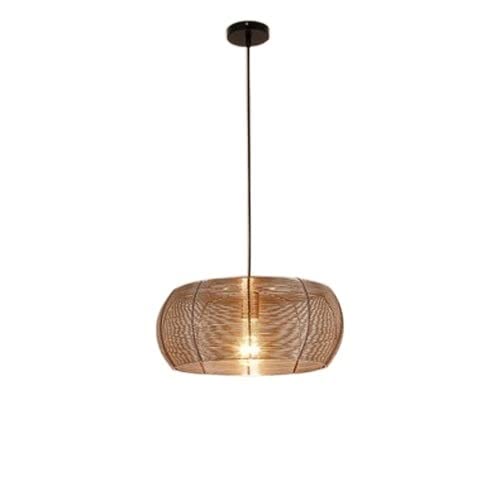 Lámpara colgante de metal dorada retro con diseño de jaula de granja para techo de salón