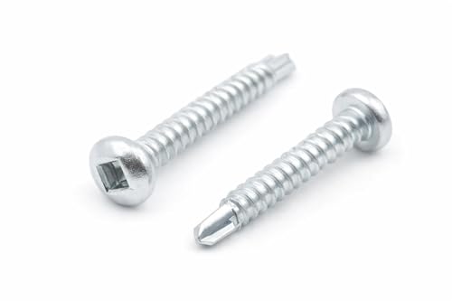 Design61 200 tornillos autorroscantes de cabeza semicircular, cuadrado interior, 3,5 x 9,5 mm, acero endurecido, galvanizado, resistentes a la corrosión, para madera y construcción de metal