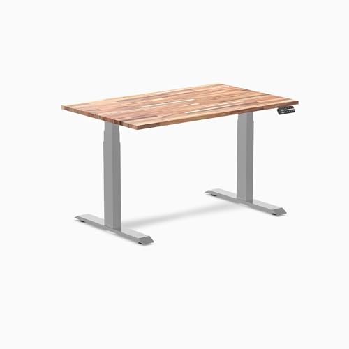 Image of Desky Electric Standing Desk, 48 x 30 inch Softwood Height Adjustable Sit Stand Desk, Dual Motor, Memory Presets, Ergonomic Workstation for Home Office - Acacia Wood Top