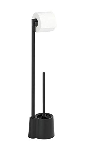 Wenko 23804100 Avola-Escobillero con Soporte (13 x 70 x 16 cm), Color Negro Mate, 13 x 66, 5 x 16 cm