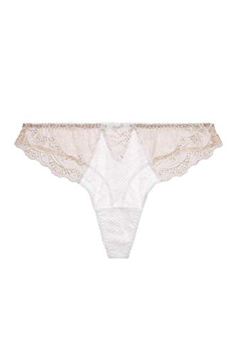 Aubade ND26 Women's Soleil Nocturne Opale Off White Floral Lace Embroidered Knicker Panty Tanga 46