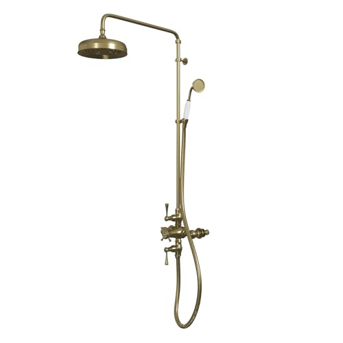 Image of Abbey 10 x 22 Shower Faucet Set with Handshower, Brushed Brass