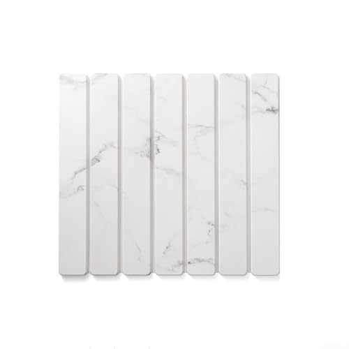 Tapis de séchage en pierre de diatomite pour comptoir de cuisine, tapis pliable absorbant la terre de diatomée, tapis égouttoir réutilisable pour vaisselle, bouteilles, tasses (blanc marbre L11)