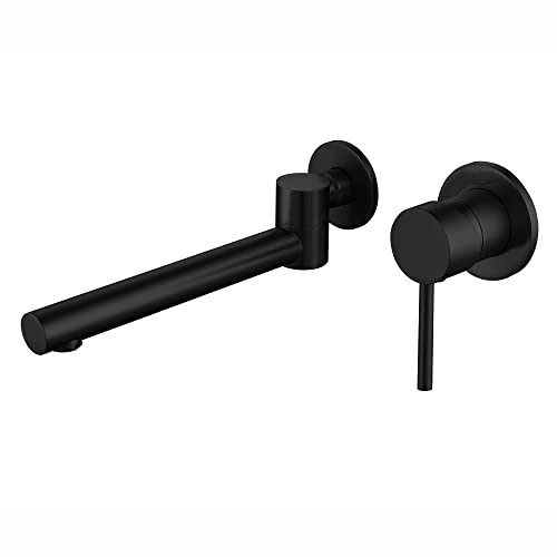 KEESUNG Waschbeckenarmatur Unterputz Schwarz - Moderne Wandarmatur Für Badezimmer