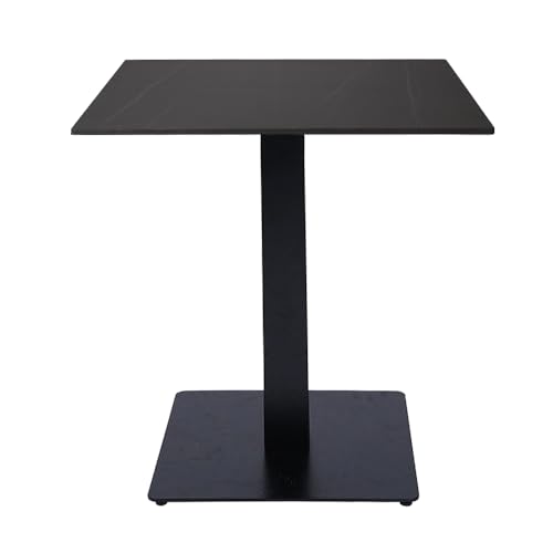 Liberoshopping Tavolo quadrato 70x70 cm con piano per esterno in pietra sintetizzata e base nera H 75 per bar, pub ristoranti (Marmo Nero)